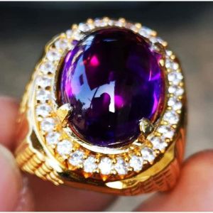 cincin batu permata kecubung bungur/kecubung kalimatan kristal clean high quality