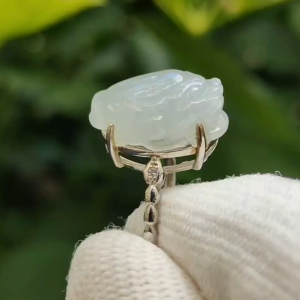 New Arrival Crafted as Pixiu on Natural Type A Jadeite Jade as S925 Ring certificate weighs 3.55 grams measurement 15.9 * 11.6 * 6.7 mm (s925ring25)