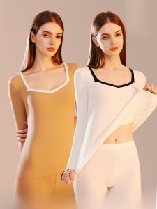 MiiOW | Warm Thickened Thermal Underwear Set For Women MiiOW Cat Person No Trace Design Autumn Clothes Winter Bottoming Shirt Pants