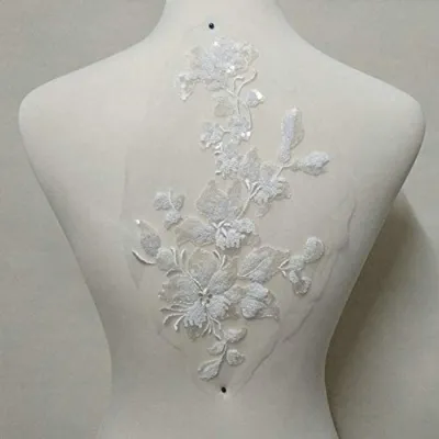 1Pc Colorful Flower Embroidery Patch Sequin Sew On Clothing Embroidered Appliques 28*16cm