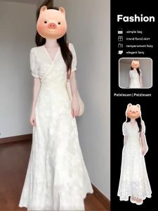 PEIZIXUAN | French V-Neck Gentle Style Dress