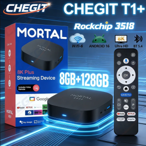 2026 New T1+ 8K HD TV Box Android 16.0 RK3518 Quad Core 8GB RAM 128GB ROM Dual Wifi6 for Netflix YouTube Streaming TV Box