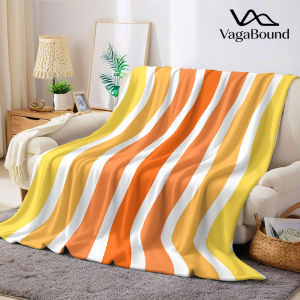 Orange Yellow Wavy Stripe Flannel Blanket Warm Soft Halloween Christmas Decorative Couch Warm Cozy All-Season Gift