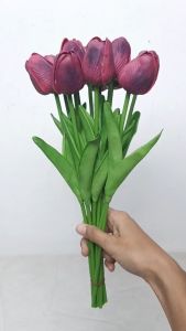(12 PCS) Bunga Hias Tulip Kuncup Mini Pajangan Meja Tamu Minimalis - AF65