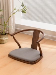 vivTree | Legless Wooden Curved Chair Backrest Support No Legs Tatami Stool