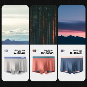 miiow | Cat Person 100 Pieces Modal Mens Underwear Double-Sided Seamless Four-Corner Shorts Luxury Ice Silk Boxed Gift Mid-Waist Briefs