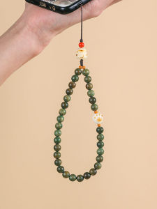 Natural Green Sandalwood Mobile Phone Pendant Cat Paw Charcoal Burnt Attraction Female Artistic Creative Jewelry Accessories