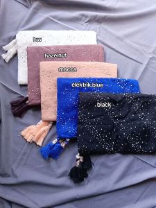 Jilbab segiempat Paris Swarovski tassel jilbab Payet kondangan