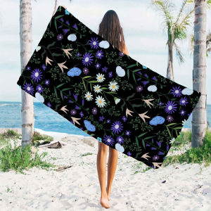 Dark Butterfly Floral Quick Drying Microfiber Beach Towel Lightweight for Swimming Camping Yoga - Bath Towel