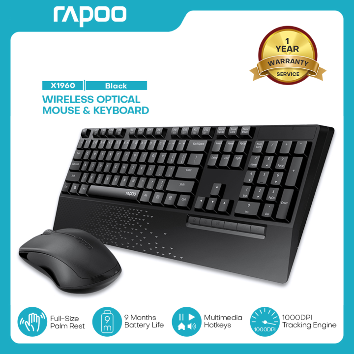 Rapoo X1960 Wireless Optical Mouse & Keyboard Spill Resistance ...