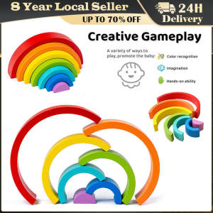 Baby Food Grade Silicone Toy Montessori Rainbow Building Blocks DIY Creative Stacking Balance Game Educational Toy for Kids Gift