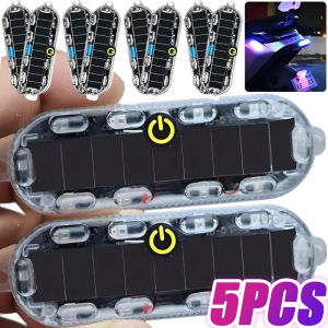 🔥Hot🔥5PCS Solar LED Lights Waterproof Universal Car Motorcycle Strobe Lights Night Collision Safety Tail Lights Portable Paste Installation Signal Lights