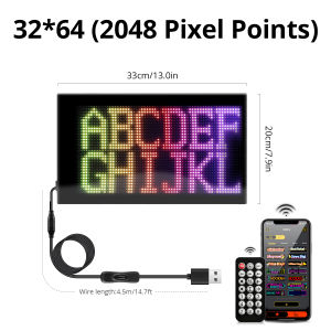LED Car Sign Flexible LED Matrix Panel 5V USB LED Light Signs for Car Bluetooth Smart APP RGB Scrolling Display Message Board
