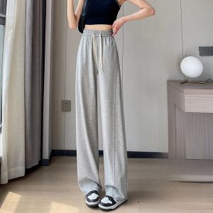 YAMIANNV | Slimming High Waist Wide Leg Pants Ice Silk Loose Casual Thin Summer Fashion Multi-Purpose Long Trousers Banana Pants