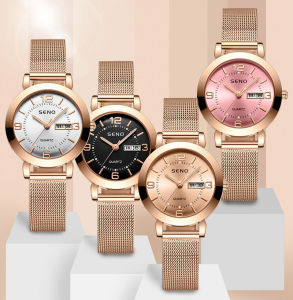 Seno Quartz Watches for Women Wristwatch Waterproof Calendar Stainless Steel Elegant Ladies Watch Female Clocks