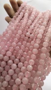 Natural Rose Quartz Gemstone Beads Loose Pink Crystal Stone Bead 4mm-12mm Faceted Round DIY Jewelry Making Accessories