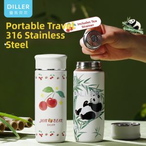 Diller Portable Mini Stainless Steel Insulated Water Bottle Cute Cartoon Design Womens High Aesthetic Value New Model Thermos