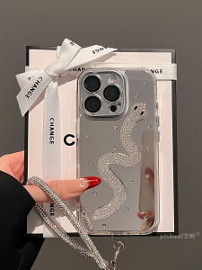 Iphone16ProMax Phone Case 2025 Flash Diamond Silver Snake Apple 17Pro Snake Year New Model 15Pro Personality Stereo High-End 14Plus with Mirror 13pm Protective Cover 11 Niche