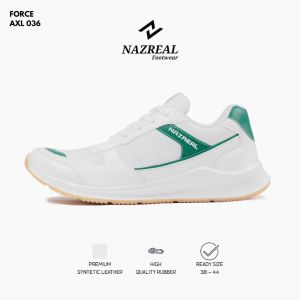 NAZ FORCE WHITE - Sepatu Sneakers Pria Casual Putih Sepatu Running Sport Sepatu Cowok