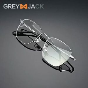 Grey Jack Frame Kacamata Titanium Kotak Bisa Minus Style Simple Fashion Wanita dan Pria Terbaru 98105