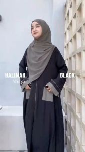 Halimah Abaya Kids Bahan Crinkle Gamis Anak Perempuan Usia 13-15 Tahun Dress Anak Tanggung Viral