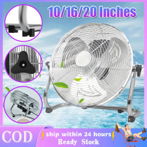 Electric Floor Fan Heavy Duty Inverter Industrial Electric Fan 10/16/20 Inch Desk Fan High-Power Fan 3 Speed Strong Wind 130° Adjustment Stand Ground Electric Fan Metal Blade For Home Office Warehouse Factory