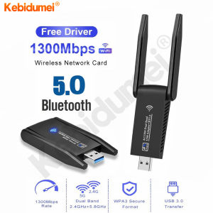 Kebigumei 2 in1 Wifi Bluetooth các mạng không dây USB 3.0 1300m 802.11ac 2.4G 5GHz Adapter AC1300 với ăng-ten cho Máy Tính Xách Tay PC