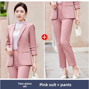 XINYU | Pink Style Small Sized Elegant Professional Womens Suit