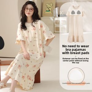 MiiOW | Catwoman Pure Cotton Sleepwear Women Summer Thin Short Sleeve With Chest Pad Sleepwear Plus Size Cute Plump Home Clothes