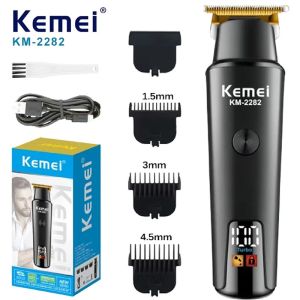Kemei KM-2282 Professional Hair Clipper Cordless Electric Shaver Trimmer Lcd Display Oil Head Carving Haircut Razor
