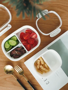 Microwave Bento Box Multipurpose with Clip Leakproof Removable Easy Cleanning for Fridge Food Storage Box Dinnerware