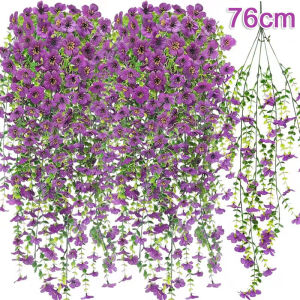 【Hibeautylife】76cm Artificial Hanging Flower Vines Simulated Morning Glory Flowers Fake Plants Outdoor Garden Patio Wedding Table Decoration