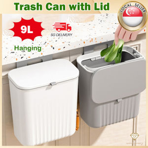 🇸🇬【SG stock】Kitchen Bin with Lid  9LHanging Kitchen Dustbin hanging bin Hanging Rubbish Bin with Lid Dustbin Waste Bin Trash Bin Garbage Bin Recycling Bin Kitchen Rubbish Bin