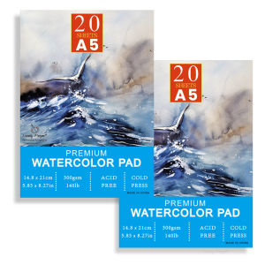 2pack Watercolour Paper Pad A3/A4/A5 20 Sheets 140lb / 300gsm Student Grade Cold Pressed & Acid Free Watercolour Sketchbook