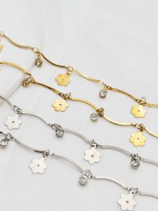 โซ่ทองแดงเซอร์โคเนีย DIY ชุบสี โซ่ดอกไม้โค้งทำมือ อุปกรณ์ทำเครื่องประดับ โซ่ลูกไม้ โซ่สร้อยคอ โซ่สร้อยข้อมือ วัสดุใหม่ ฤดูร้อน 2023