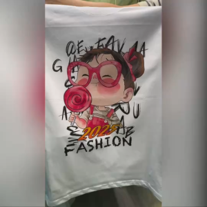 Molisa เสื้อสกรีนลายคู่ On the Beach เสื้อยืดแฟชั่น Oversize Printed T-Shirt Streetwear 68221#