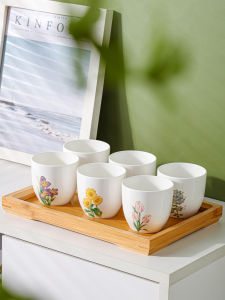 Elegant Ceramic Tea Cup Set for Office Guests Home Use Small  French Style Glazed on Top of Colorful Porcelain Cups