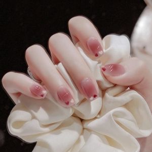 French Style Cat Eye Short Wearable Nail Set Full Package Gentle Pure Desire Elegant Nail Art Kit Advanced Feelings Nail Stickers
