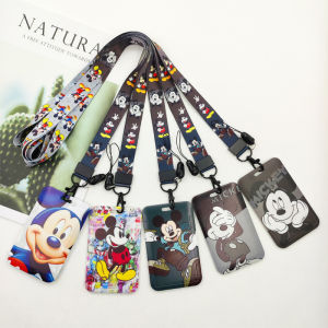 Disney Mickey ID Badge Holder Neck Strap Door Card Holders Lanyards Girls Boys Disney Keychain Credential Holder Small Kids Gift