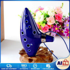 ★Same Day Shipping★ 12 Hole Ocarina Ceramic Alto C Flute with Instruction Book & Rope Blue Musical Instrument HSQ-Ocarina-Flute