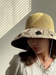 Nón Vành Rộng Chấm Bi Chống Nắng UV Kiểu Cói - 100style
