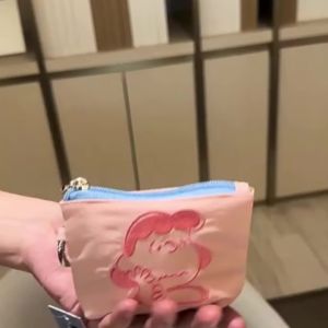 Fabric Cartoon Mini Hanging Pouch Coin Purse Card Key Lipstick Powder Compact Bluetooth Earphone Storage Bag