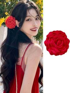 Large Size 3D Rose Flower Hair Clip Womens Stylish Hair Accessories Hairband Back of Head Shark Clamp Hair Decoration