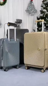 Side Opening Luggage Expandable Trolley Bag with USB Port Thickened Travel Suitcase Large Capacity
