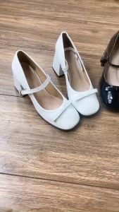 Giày cao gót đế vuông đính nơ thời trang hót trend FAROSA - C28 chất da bóng cực sang chảnh