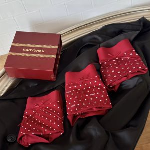 Red Modal Ladies Triangle Underwear Boxed Set of Three Snake Year Zodiac Underpants Celebratory Design for Young Women