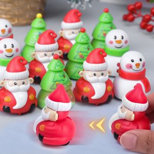 Mini Cartoon Santa Claus Snowman Tree Shape Pull Back Car Toys Children Decompression Novelty Toys Christmas Party Gifts