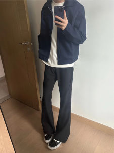 กางเกงขายาวทรงตรงสีดำ ทรงขาบานเล็ก สำหรับผู้ชาย ทรง American Cleanfit กางเกงขายาวลำลองระดับไฮเอนด์ กางเกงขายาวทรงโค้ง