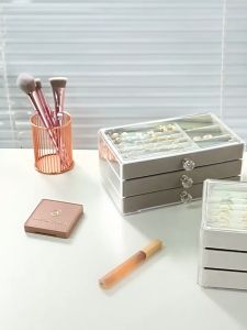 SSA Jewelry Box Jewelry Organizer 3 Layer Jewelry Storage Box for Necklace Earrings Rings Bracelet ins 风3层大容量首饰便携收纳盒