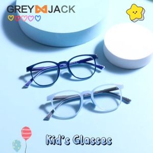 Grey Jack Kacamata Anak Anti Radiasi Blueray Model Semi Kotak Ringan dan Lentur Anak Laki laki Perempuan 5233